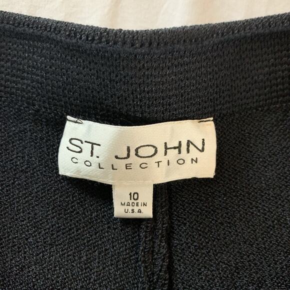 St. John Collection Santana Knit Flat Front Pants SP 07 GRP 1 Black Size 10 - Picture 10 of 12